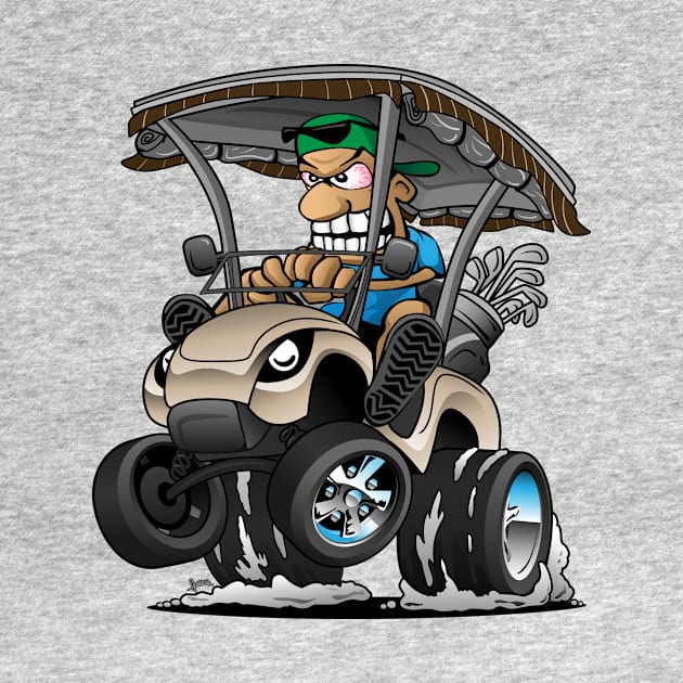 Funny Golf Cart Hotrod Golf Car Popping a Wheelie Cartoon by hobrath